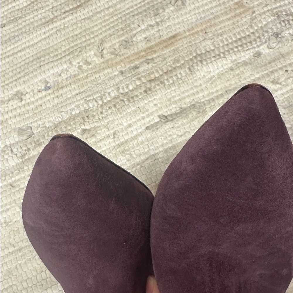 New Joie Womens Karinne Berry Purple Suede Kitten Dressy Mules Shoes - Picture 3 of 8